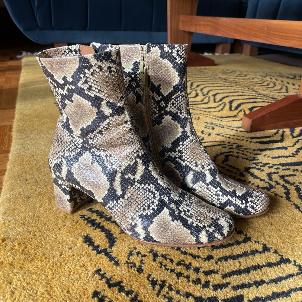 BY FAR Sofia Boot Python Embossed Leather Size 37